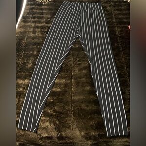 SHEIN Women’s Black and White Striped Dress Pants/Leggings